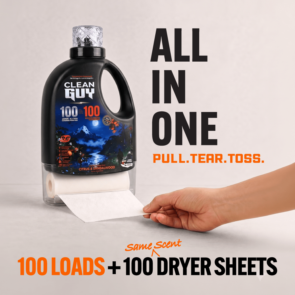 Heavy Duty Premium Laundry Detergent + Built-In Dryer Sheets (100 Loads) - CITRUS & SANDALWOOD