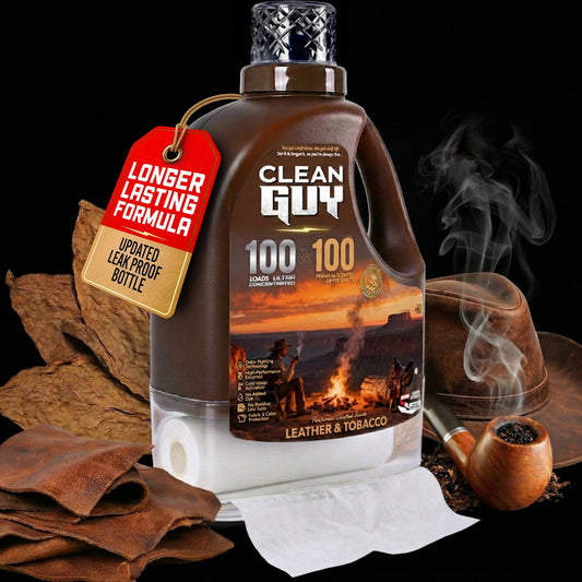 Heavy Duty Premium Laundry Detergent + Built-In Dryer Sheets (100 Loads) -  LEATHER & TOBACCO